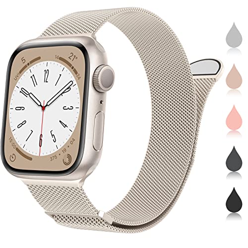 Marge Plus Compatible with Apple Watch Band Series 9, Ultra 2, SE, Ultra 8 7 6 5 4 3 2 1 38mm 40mm 41mm 42mm 44mm 45mm 49mm Women and Men, Stainless Steel Mesh Loop Magnetic Clasp Replacement for