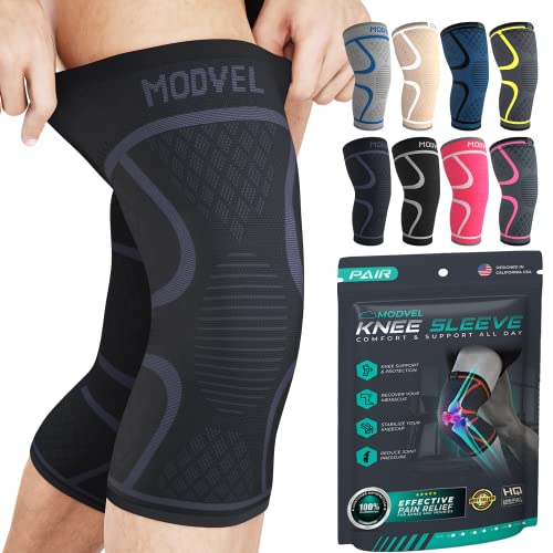 Modvel Compression Knee Brace for Women & Men - For Knee Pain, Compression Sleeve Knee Support for Meniscus Tear ACL & Arthritis Pain Relief Knee & Protection for Working Out, Running & All Sports