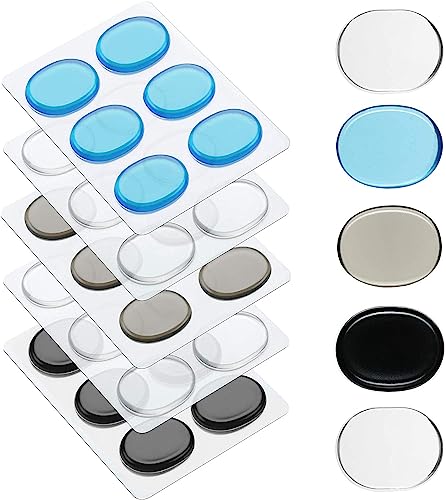 Fiada 30 Pieces Drum Dampeners Gels Silicone Gel Pads Soft Drum Dampeners for Drums Cymbals Tone Control (Transparent White, Black, Blue, Gray)
