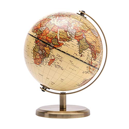 Annova Antique Globe Dia 5.5-inch / 14CM - Educational/Geographic/Modern Desktop Decoration - Stainless Steel Arc and Base - for School, Home, and Office (Antique 5.5“)