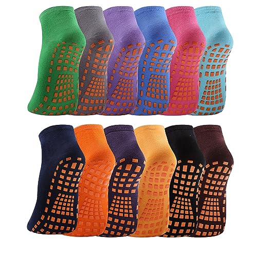 jeuhut Women Non Slip Pilate Grip Socks Yoga Barre Socks with Grips Hospital Socks Slipper Socks for Home Workout& Leisure