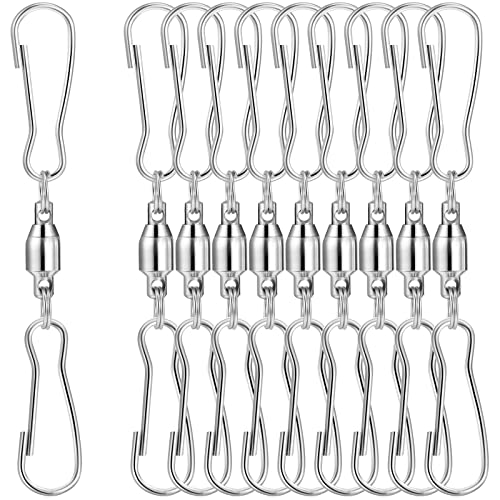 TecUnite 10 Pack Swivel Hooks Clips Smooth Spinning Dual Clip Hanging Windsock Wind Spinners Wind Chimes Crystal Twisters Party Supply