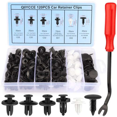 QIIYCCE-120PCS Car Clips,Plastic Rivets,6 Popular Sizes of Car Body Fixed Clip Bumpers,and Replacement Parts of Fenders are Applicable to Most Models