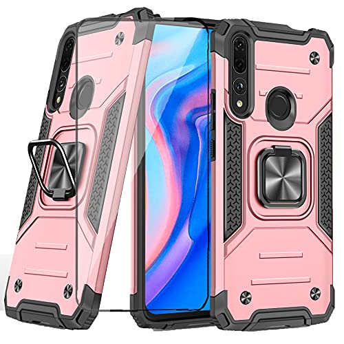 Asuwish Compatible with Huawei Y9 Prime 2019 Case and Tempered Glass Screen Protector Cover Cell Ring Holder Kickstand Phone Cases for Huwai P Smart Z Hwauei Honor 9X Hawaii Enjoy 10 Plus Pink