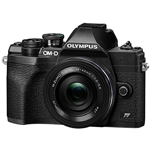 Olympus OM-D E-M10 Mark IV Camera with M.Zuiko Digital ED 14-42mm F3.5-5.6 EZ Lens, Black