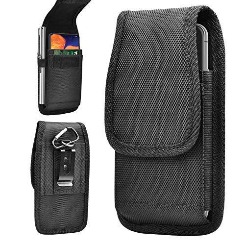 Tiflook for Samsung Galaxy S24 S23 S22 S21 S20 FE S10 S9 A03S A13 A14 A23 A32 A51 A52 A53 A54 A71 Note 20 Ultra Note 10 Plus Holster Nylon Cell Phone Pouch Belt Holder Carrying Case with Clip,Black