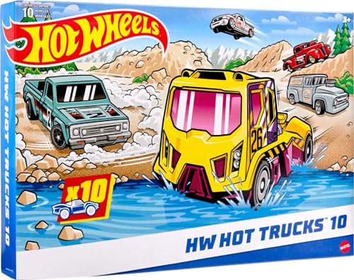 Hot Wheels 10-Pack, Set of 10 Toy Trucks in 1:64 Scale, Mix of Officially Licensed & Unlicensed (Styles May Vary)
