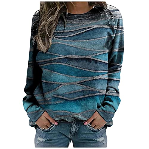 Lastesso Womens Sweatshirt Graphic Color Block Crewneck Sweatshirts Animal Print Tops for Women Gradient Long Sleeve Shirts