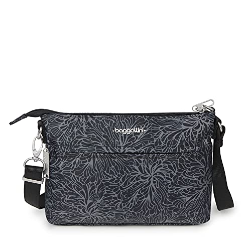 Baggallini womens Securtex Anti-theft Memento Crossbody Bag Cross Body, Midnight Blossom, One Size US