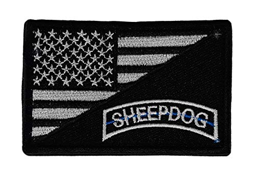Sheepdog USA US Flag 3' Embroidered Premium Patch Hook and Loop Decorative Applique Cap Hat Nation Country Patriotic Military Veteran Uniform Name Tag Custom Jacket Gear Biker