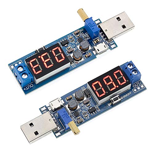 ALAMSCN 2PCS USB Buck Boost Converter Adjustable Step UP Step Down Power Supply Module Voltage Regulator DC-DC 5V to 3.3V 9V 12V 18V 24V