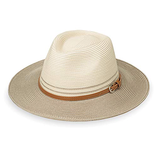 Wallaroo Hat Company Women’s Kristy Fedora – UPF 50+ Sun Protection, Wide Brim, Packable Design and Adjustable Sizing for Medium Crown Sizes – Sun-Smart Hat for Travel and Everyday (Ivory/Stone)
