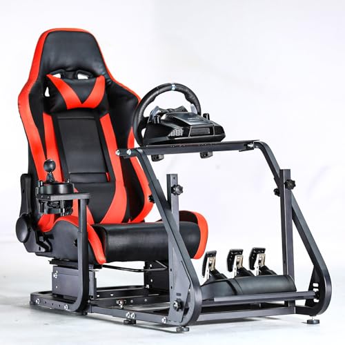 Dardoo G923 Racing Simulator Cockpit with Red Seat Fits for Logitech/Thrustmaster/Fanatec/Playstation G25 G27 G29 G920 T150,Mountable Display Mount,Steering Wheel Stand,Not Included Wheel & Pedals