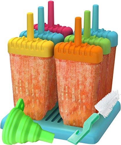 Popsicles Molds, Ozera Set of 6 Reusable Ice Pop Molds Easy Release Popsicle Maker Molds Cream Popcical Molds for Homemade Popsicles With Funnel & Cleaning Brush