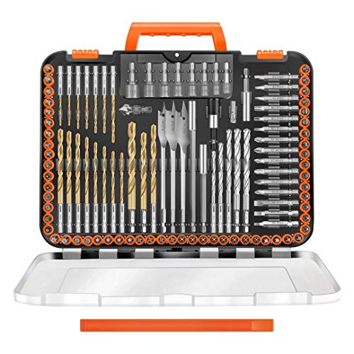 ENERTWIST Drill Bit Set, 112-Pieces 1/4' Hex Shank Impact Driver Bits and Screwdriver Bits Set Assorted in Tough Case for Wood Metal Cement Drilling and Screw Driving, ET-DBA-112