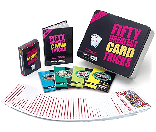 Marvin's Magic - Fifty Greatest Card Tricks Set | Children & Adults Magic Card Set| Includes Card Tricks, Close up Magic and Mind Reading Tricks | Comes in Gift Set Tin | Suitable for Age 8+