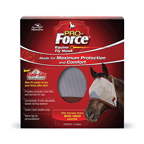 Pro-Force Equine Fly Mask | Horse Fly Mask with UV Protection | Adjustable Fit for Comfort | Without Ears, Brown