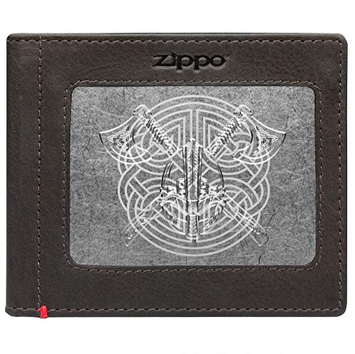Zippo Mocha ID Window Wallet- Viking Metal Plate Design