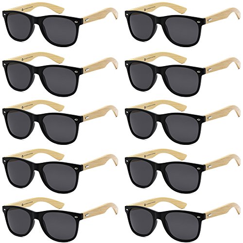 Got Shades Wholesale Bamboo Sunglasses Retro 80's Wood Sunglasses Men-Cool Sunglasses for Men & Women-10 Pack