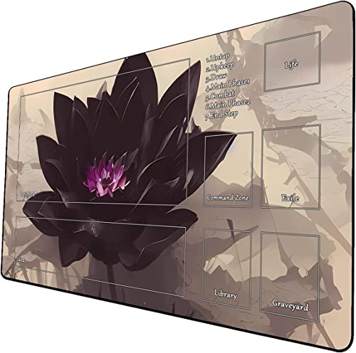 Fantasy Black Lotus TCG Playmat, 24 x 14 inches Game Mat for MTG Trading Card Game Playmats Smooth Surface Battle Game Rubber Collection Cool 09