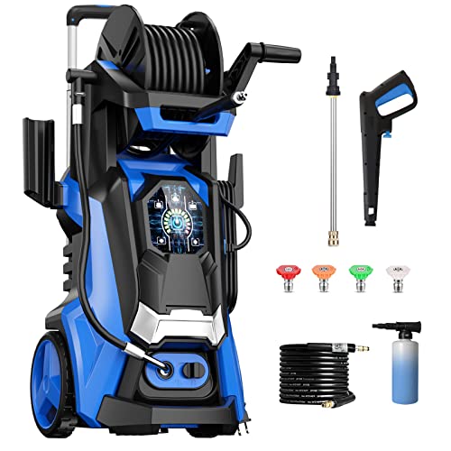 Electric Pressure Washer 4500 PSI 3.2 GPM Electric Power Washer with Smart Control and 3 Levels of Adjustment Effortlessly Clean Patio Blue