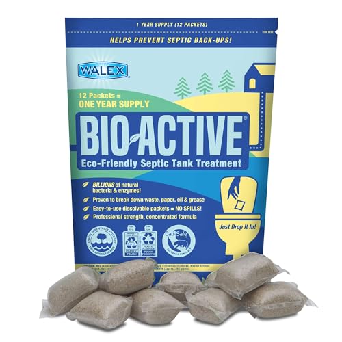 Walex Bio-Active Home Residential Septic Tank Treatment Beneficial Enzymes, Waste and Paper Digesting Additives Tabs, 1 Year Supply, 12 Treatments