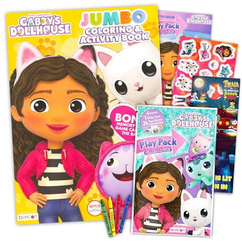 Rainbow Studios DreamWorks Gabby's Dollhouse Coloring Set - Bundle with Gabby's Dollhouse Coloring & Activity Book & Play Pack with Coloring Pages, Stickers, & More (Gabby's Dollhouse Gifts)