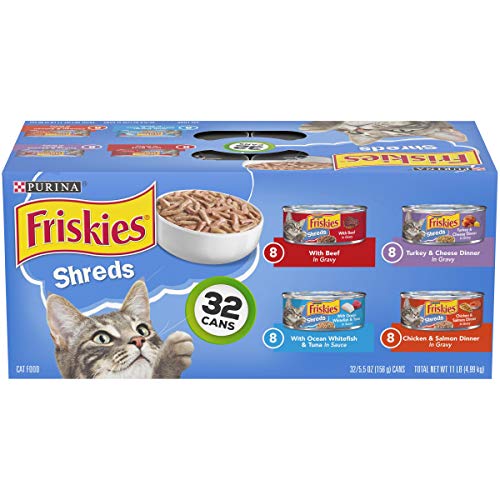 Purina Friskies Gravy Wet Cat Food Variety Pack, Savory Shreds - (Pack of 32) 5.5 oz. Cans
