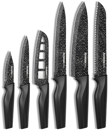 Knife Set, 6 Piece Kitchen Knife Set, High Carbon German Stainless Steel Knives Set, Non-stick Coating, Ultra Sharp, Dishwasher Safe