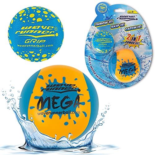 Wave Runner Water Skipping Ball Combo Set Water Bouncing Ball Beach Toys for All Ages Beach Must Have Splash Pool Toy Skips and Floats On Water