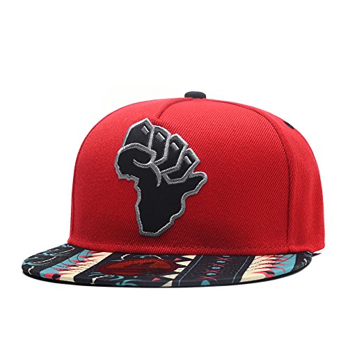 Quanhaigou Power Mens Snapback Hats, Map of Africa Embroidery Baseball Cap Palm Tree Red Dad Hats