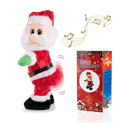 Gfilay Twerking Santa Claus, 14' Santa Doll Animated Christmas Toys Singing Spanish Song Xmas Santa Toys for Kids