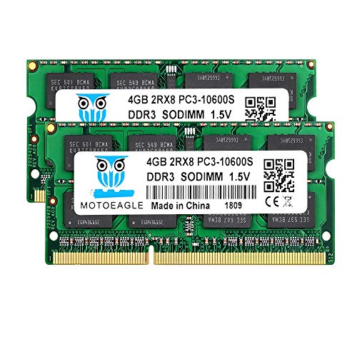 Motoeagle DDR3 1333MHz SODIMM 8GB Kit (2x4GB), 2RX8 PC3 10600S 4GB 204 Pin 1.5V Laptop Memory