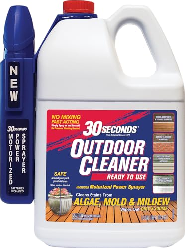 30 SECONDS Mold and Mildew Stain Remover | 1.3 Gallon | Ready To Use | Battery Powered Spray Wand