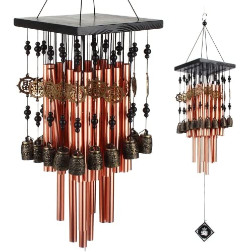 YLYYCC Wind Chimes for Outside,30'Memorial Wind Chimes with 28 pieces Tubes and 16 Copper Bell for Garden, Patio,Window Hanging Decoration, Bronze Memorial Sympathy Gifts for Mom