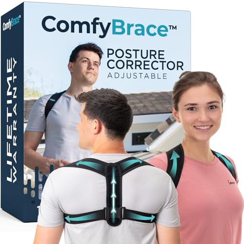 ComfyBrace Posture Corrector-Back Brace for Men and Women- Fully Adjustable Straightener for Mid, Upper Spine Support- Neck, Shoulder, Clavicle and Back Pain Relief-Breathable