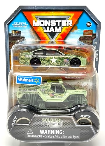 Monster Jam Official 1:64 Scale Diecast 2-Pack Monster Truck and Race Car: Son-uva Digger (Soldier Fortune)