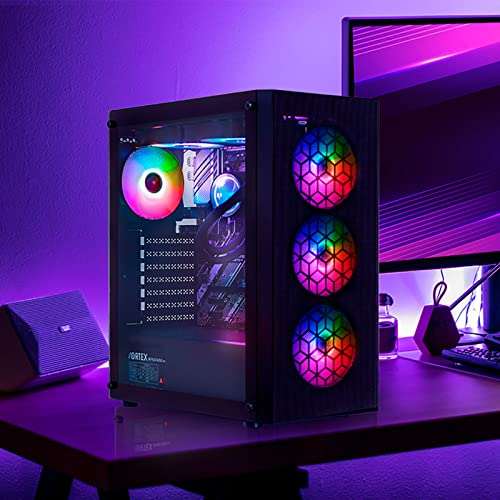 Raidmax X921 Mesh Airflow and Tempered Glass Gaming PC Case with Fans, Pre-Installed 6 Static RGB Color Fans, ATX Mid Tower PC Case, Black PC Case, Support ATX, Micro ATX, Water Cooling