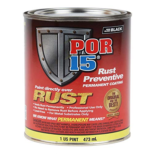 POR-15 Rust Preventive Coating, Stop Rust and Corrosion Permanently, Anti-rust, Non-porous Protective Barrier, 16 Fluid Ounces, Semi-gloss Black
