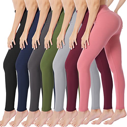VALANDY High Waisted Leggings for Women Premium Buttery Soft Stretch Leggings Workout Running Tummy Control Yoga Pants Plus Size(7 Count)
