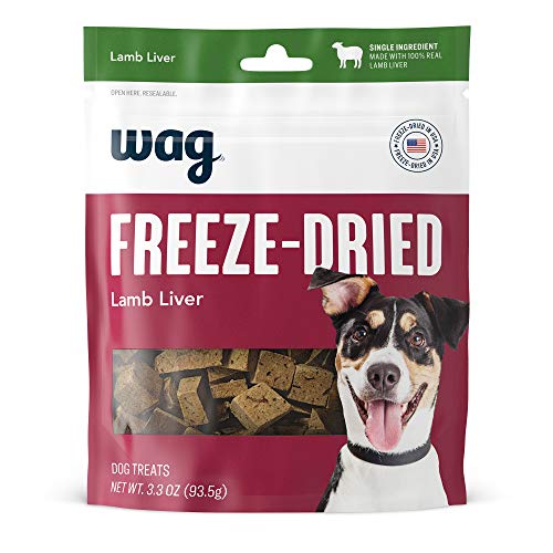 Amazon Brand - Wag Freeze-Dried Raw Single Ingredient Dog Treats, Lamb Liver, 3.3oz