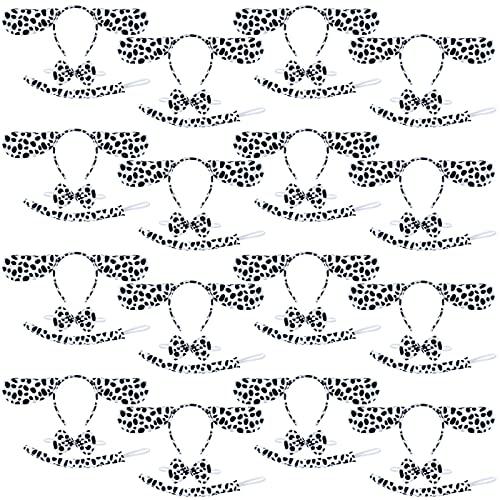Coopay 48 Pieces Halloween Dalmatian Costume Set Dog Ears Headband Kit Include Dalmatian Ears Headbands Bow Tie and Dalmatian Tail for Christmas Halloween New Year Cosplay Costume or Party Decoration