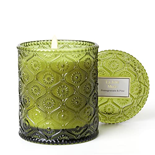LA Jolie Muse Pomegranat Pine Scented Candle, Holiday Candle Gifts, Candles for Home Scented, 50 Hours Long Burning