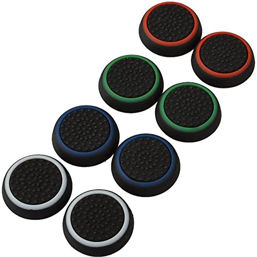 4 Pair / 8 Pcs Replacement Silicone Thumb Grip Stick Analog Joystick Cap Cover for Ps3 / Ps4 / Ps5 / Xbox 360 / Xbox One/Game Controllers Black
