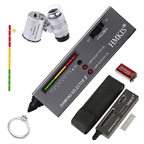 HMKIS Diamond Tester Pen, High Accuracy Jewelry Diamond Tester＋ 60X Mini LED Magnifying, Professional Diamond Selector for Novice and Expert, Thermal Conductivity Meter