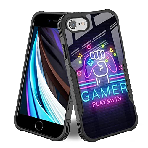 iPhone SE 3rd Gen (2022)/2nd (2020) Case Easter Gamer Play Win Game Over Design for Boys Kids [Shockproof Corners] [Anti-Scratch] [Anti-Slip] Military Grade Protective Case for iPhone 8/7/6/SE