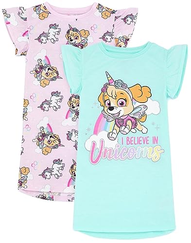 Paw Patrol Nightie 2 Pack Kids Girls Pink Blue Skye Unicorn Night Dress