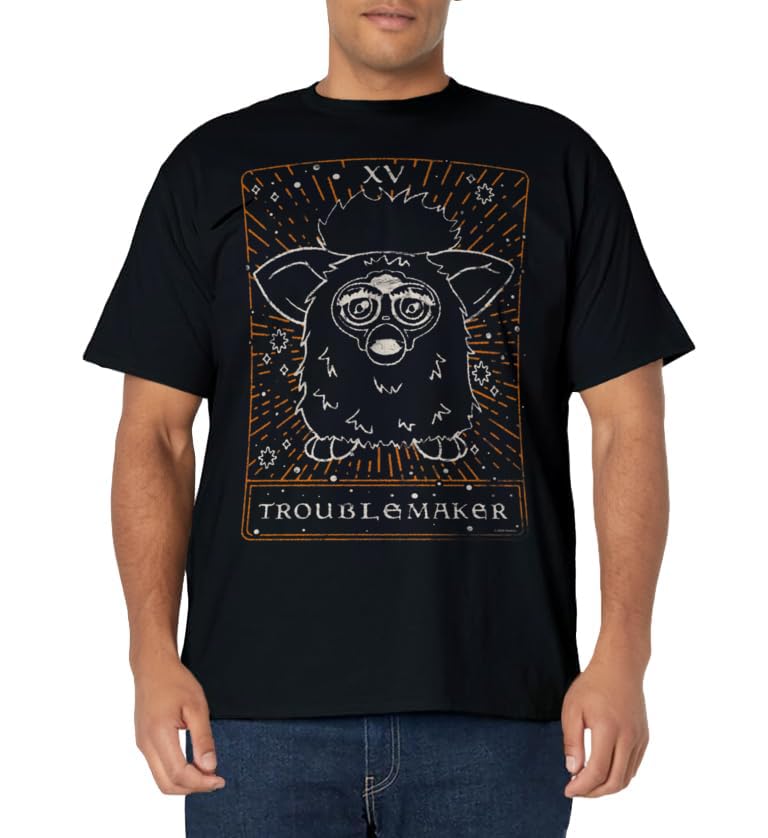 Furby Halloween Celestial Tarot Card Trouble Maker Outline T-Shirt