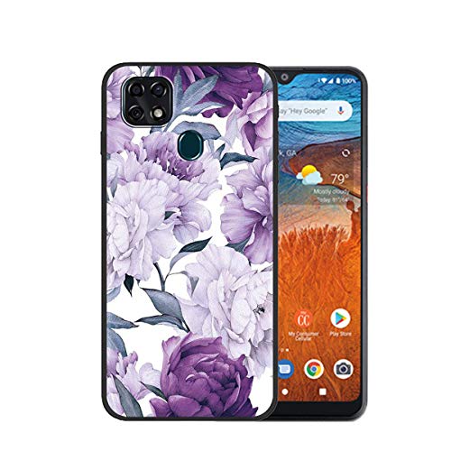 Tznzxm ZTE ZMax 10 Case, ZTE Z6250 Back Case,Consumer Cellular ZMax 10 Case, Flower Painting Design Flexible TPU Scratch Resistant Non-Slip Protective Bumper Slim Phone Case for ZTE Z6250 Purple