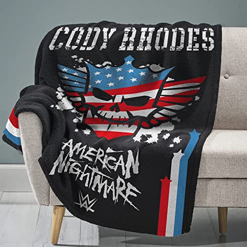 Sleep Squad WWE Cody Rhodes American Nightmare 60” x 80” Raschel Plush Blanket –Wrestling Legend Super-Soft Throw